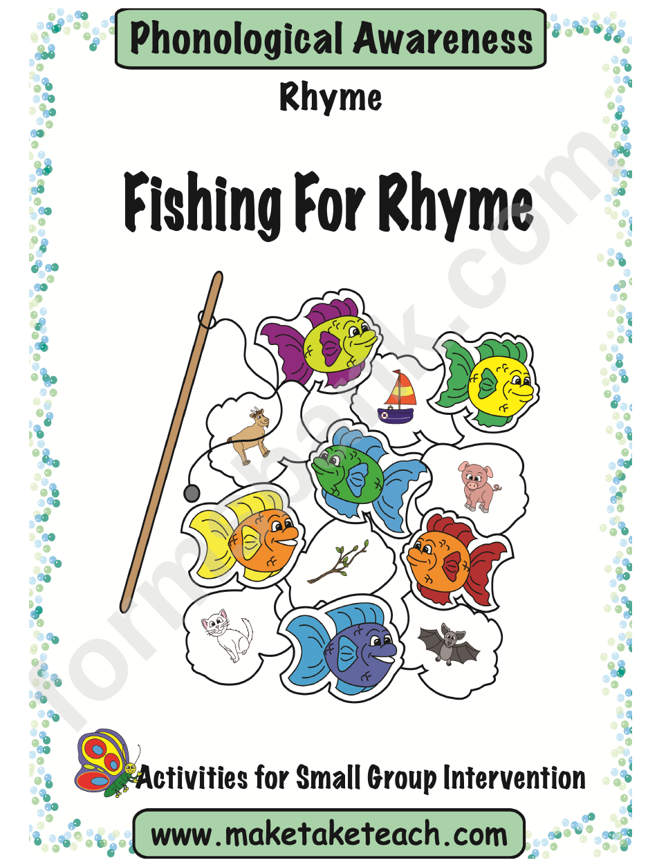 Fishing For Rhyme Phonological Awareness Activity Sheets