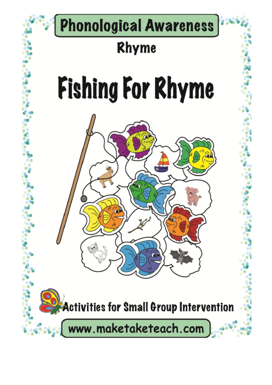 Fishing For Rhyme Phonological Awareness Activity Sheets Printable pdf