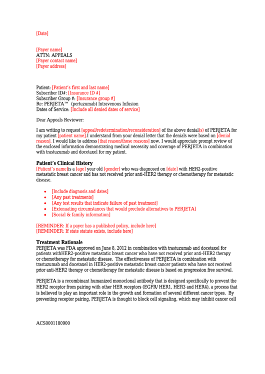 Sample Insurance Appeal Letter Printable pdf