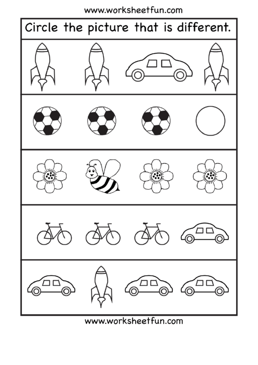 Circle The Picture That Is Different Activity Sheet Printable pdf