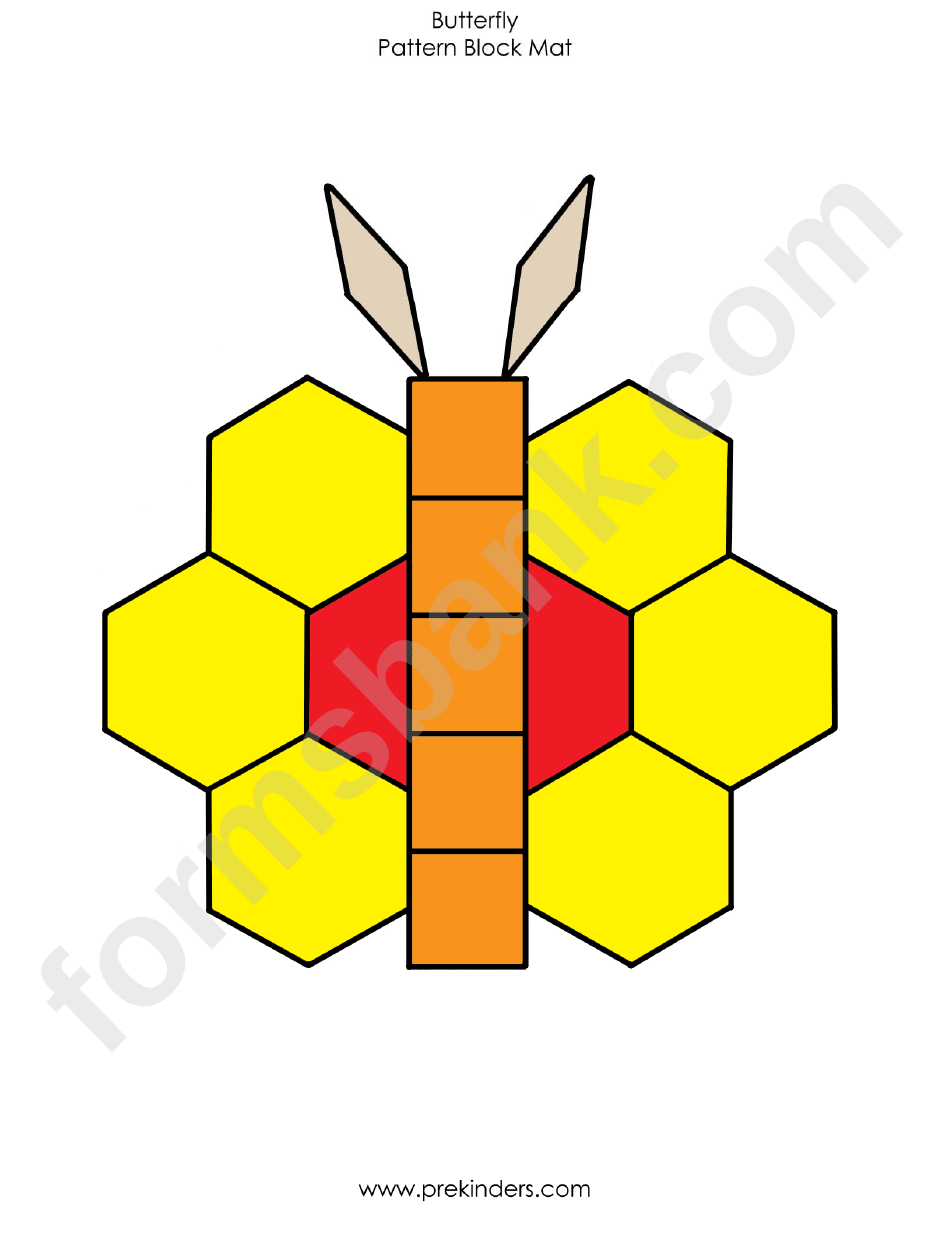 Butterfly Pattern Block Mat Template printable pdf download