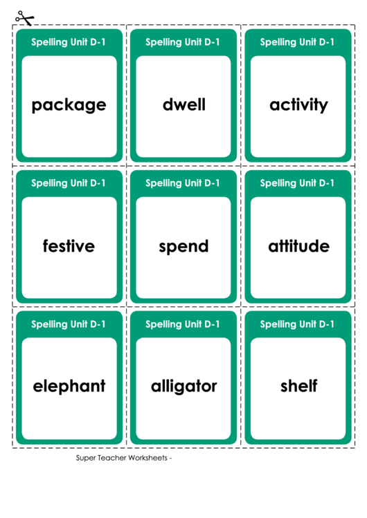 Spelling Word Card Template Set printable pdf download