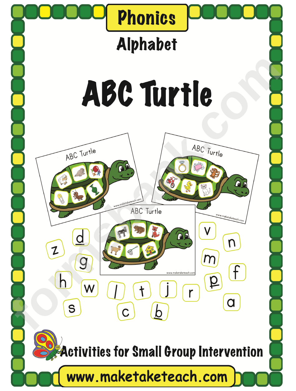Abc Turtle Phonics Activity Sheet