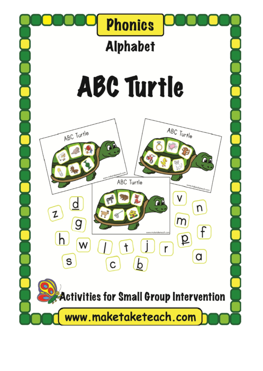 Abc Turtle Phonics Activity Sheet Printable pdf