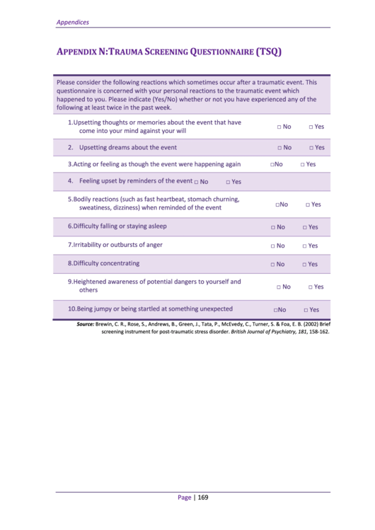 Trauma Screening Questionnaire Printable Pdf Download