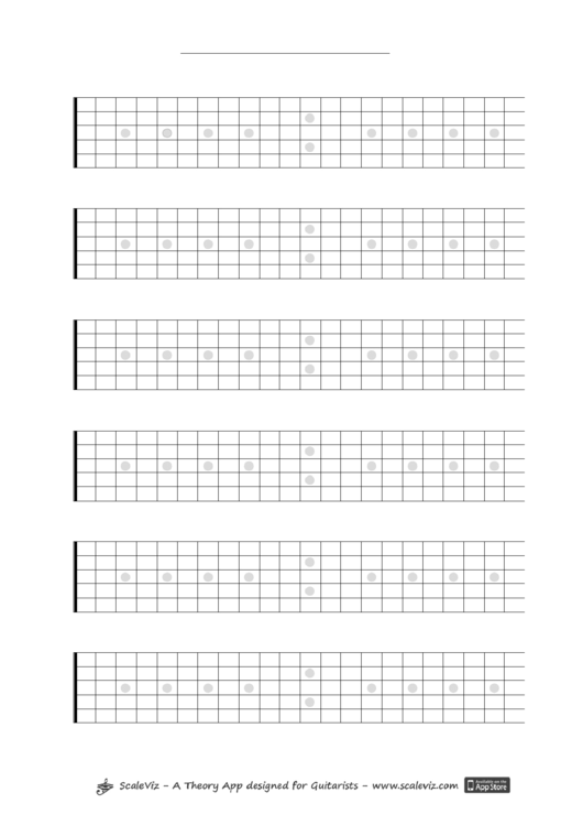 Full Fretboard 6x21 Frets Guitar Neck Template Printable pdf