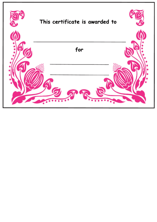 Pink Flowers Certificate Template Printable pdf