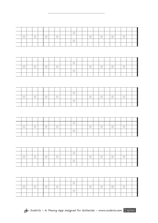 Full Fretboard 6x21 Frets Left-Handed Guitar Neck Template Printable pdf