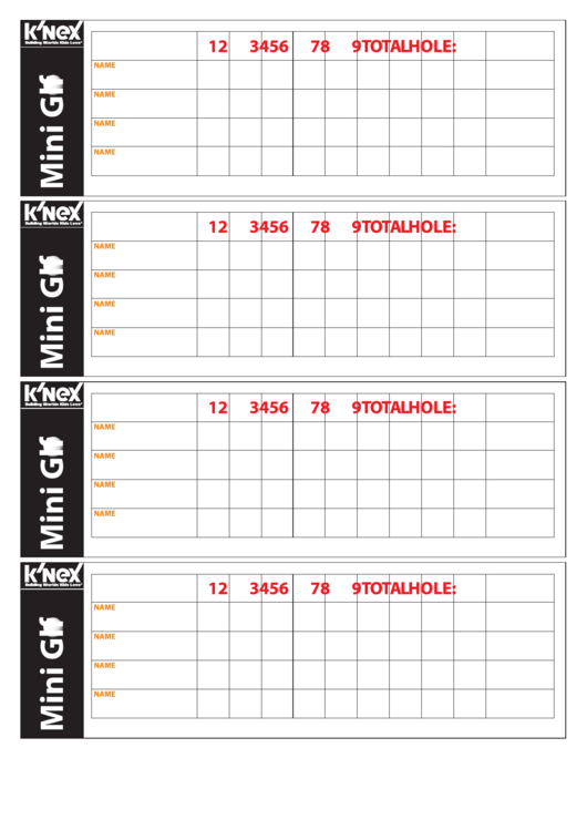 Mini Golf Score Card Template Printable pdf