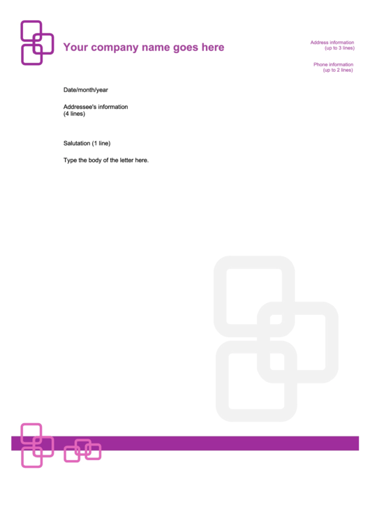 Fillable Violet Company Letterhead Template Printable pdf