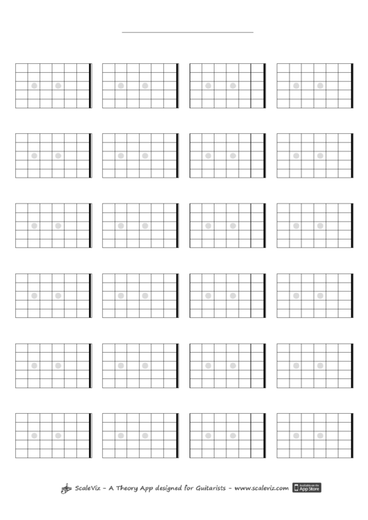 Grid 4x6x6 Left-Handed Guitar Neck Template Printable pdf