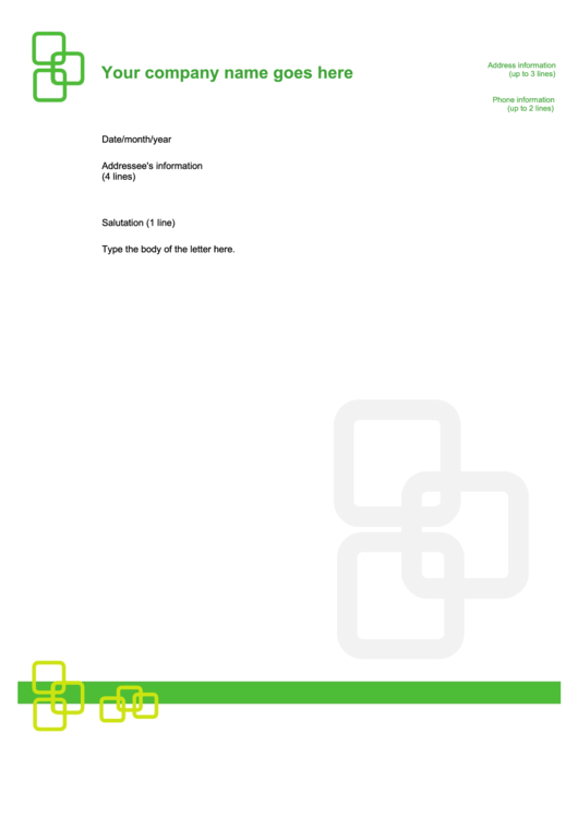 Fillable Green And Blue Company Letterhead Template Printable pdf
