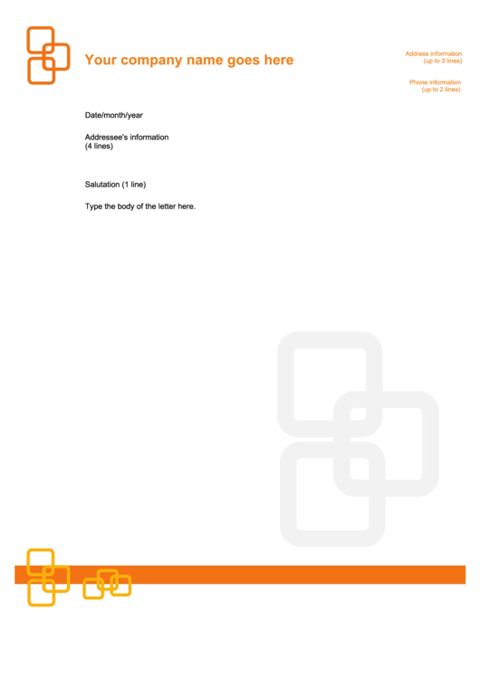 Fillable Orange Company Letterhead Template Printable pdf
