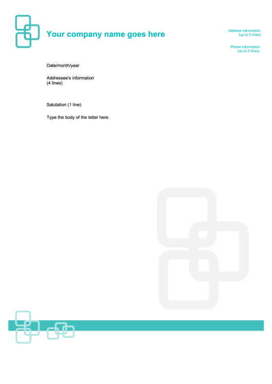 Fillable Turquoise Company Letterhead Template Printable pdf