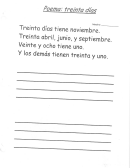 Treinta Dias Poema Spanish Worksheet Template