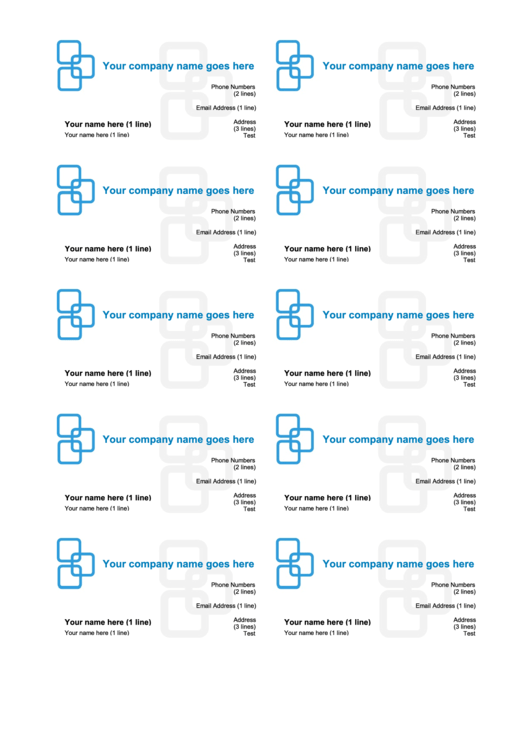 Fillable Blue Business Cards Template Printable pdf