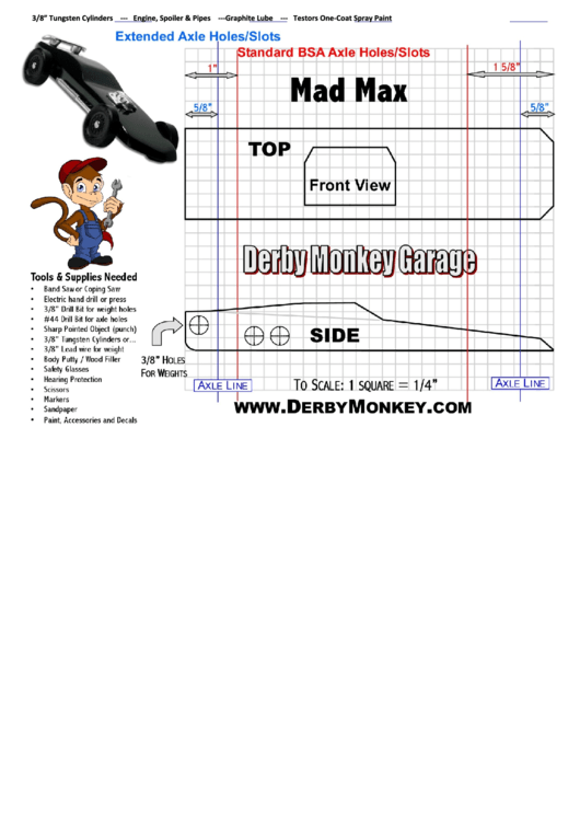 Pinewood Derby Mad Max Car Template Printable pdf