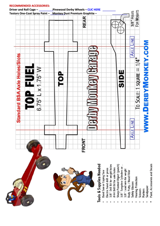 Pinewood Derby Top Fuel Car Template printable pdf download