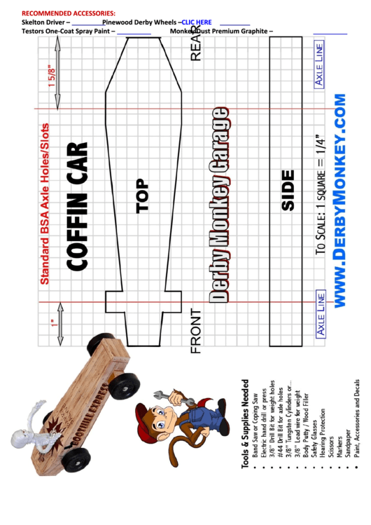 Pinewood Derby Coffin Car Template Printable pdf