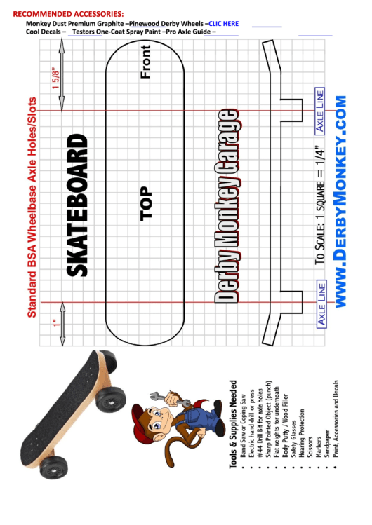 Pinewood Derby Skateboard Template Printable pdf