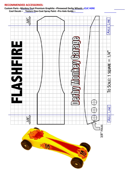 Pinewood Derby Flashfire Car Template Printable pdf
