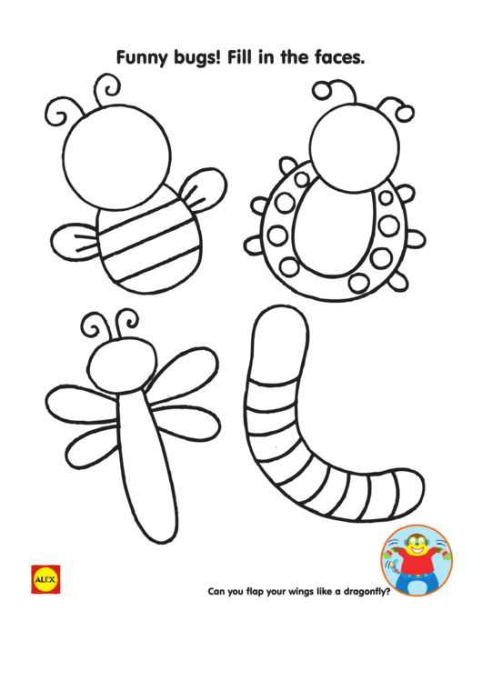Funny Bugs Coloring Sheet Printable pdf
