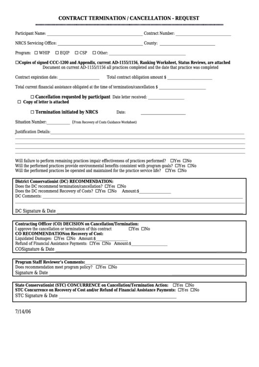 Contract Termination / Cancellation-request Form