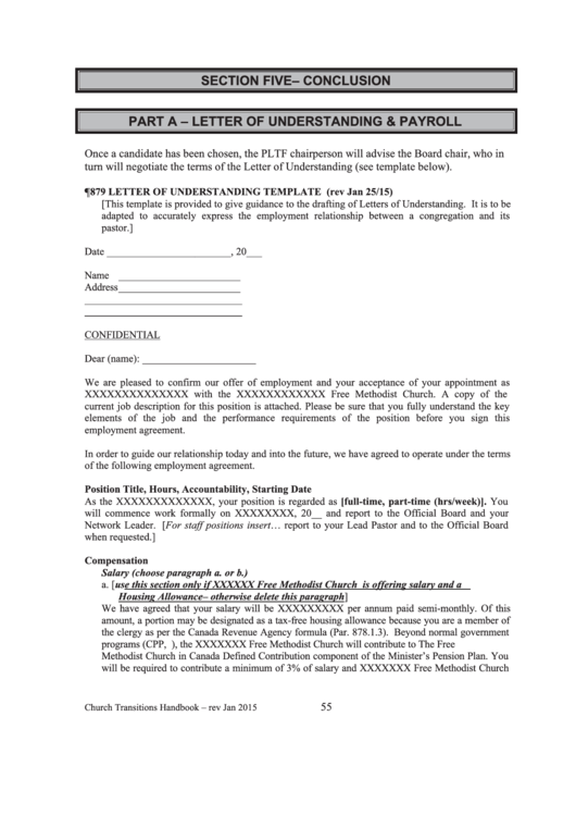 Letter Of Understanding Template Printable pdf