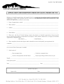 Application For Exemption From City Sales And/or Use Tax - City Of Colorado Springs