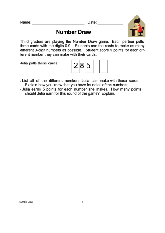 Number Draw Preschool Activity Sheet Printable pdf