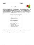 Game Day Preschool Activity Sheet