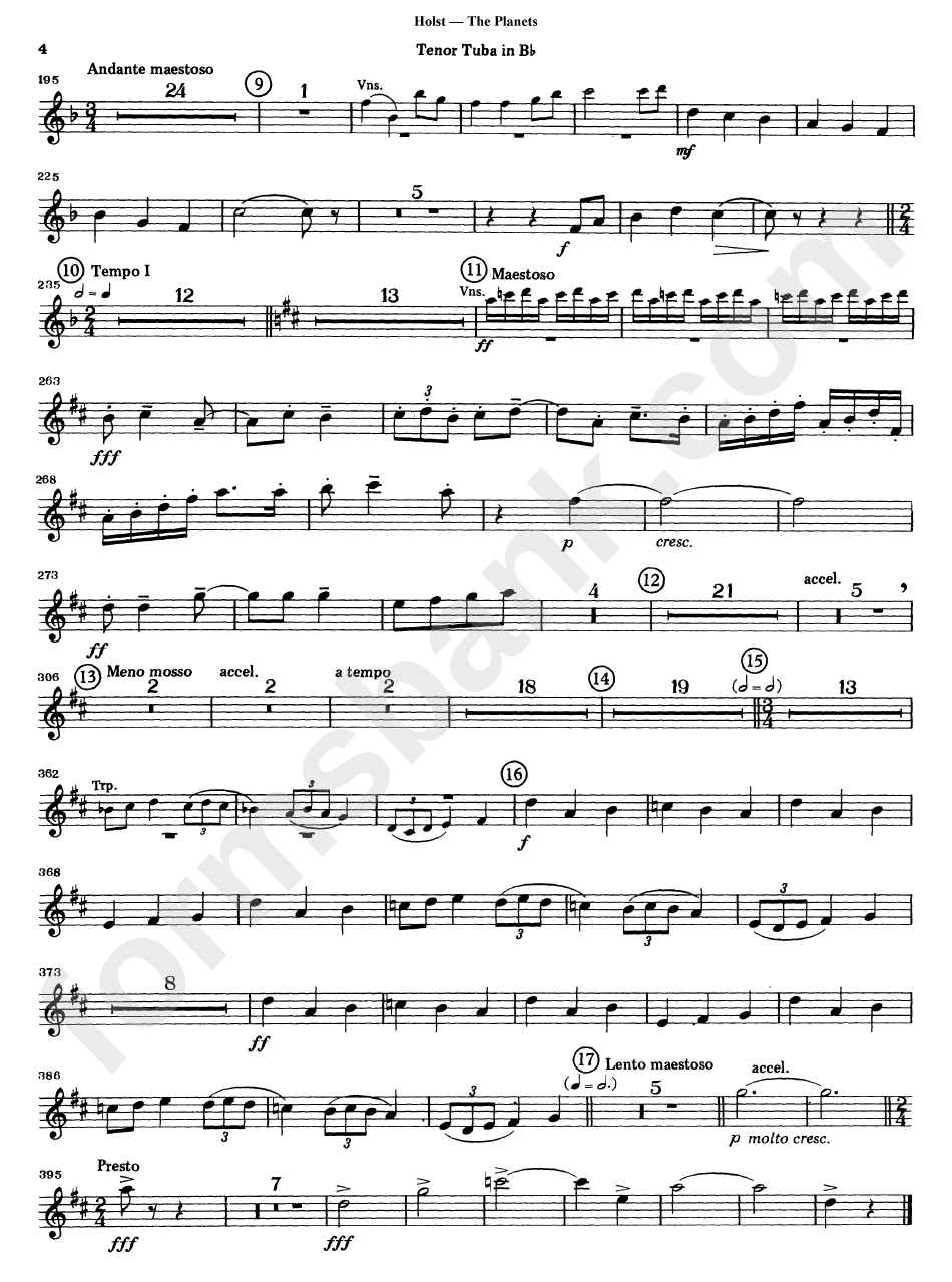 The Planets By Gustav Holst Bass Trombone Sheet Music