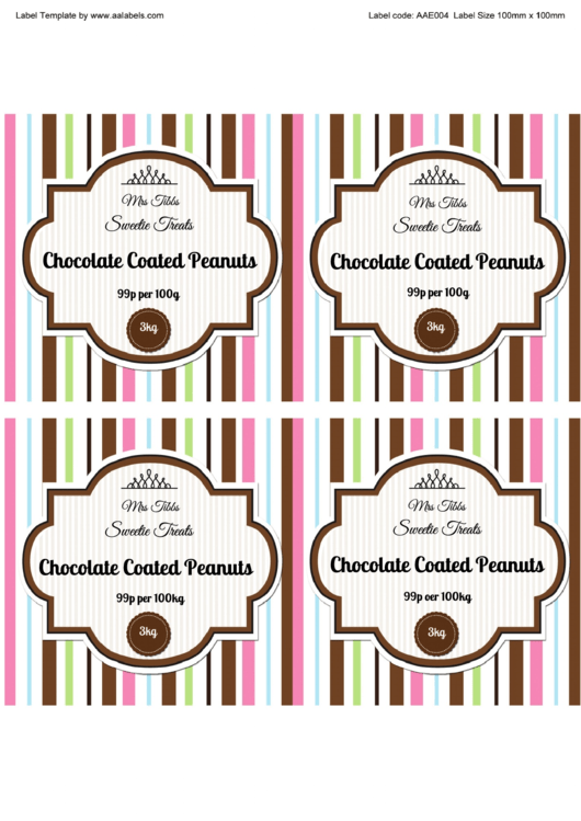 Fillable Chocolate Peanuts Jar Label Templates Printable pdf