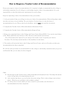 Fillable Teacher Letter Of Recommendation Request For College Applications Printable pdf