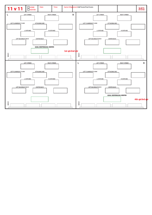 Soccer Formation Lineup Sheet 11v11 3-5-2 Wide Flanks Printable pdf