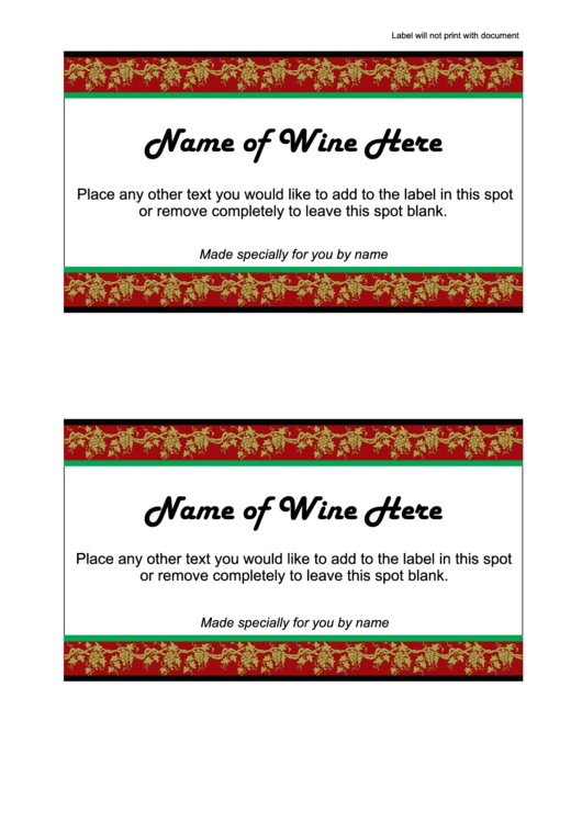 Wine Label Template - Red Borders