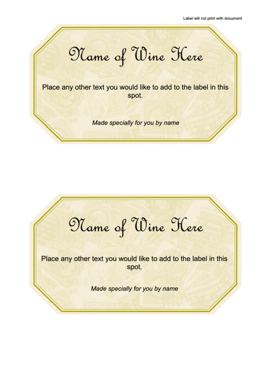 Wine Golden Label Template Printable pdf