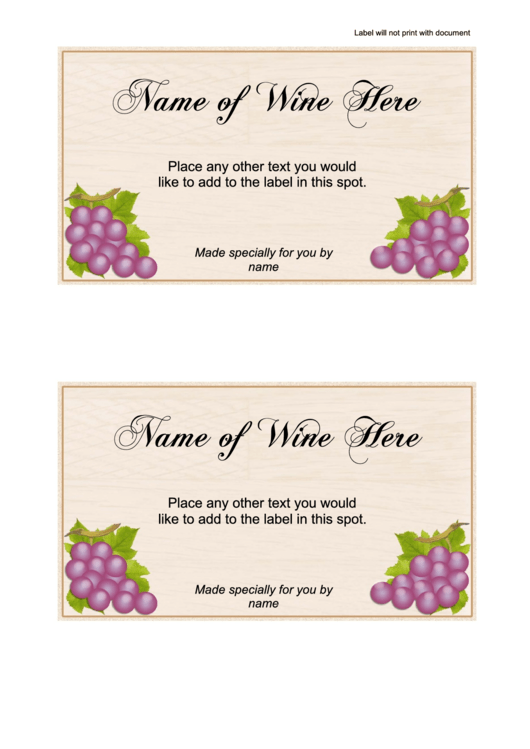 Grape Wine Label Template Printable pdf