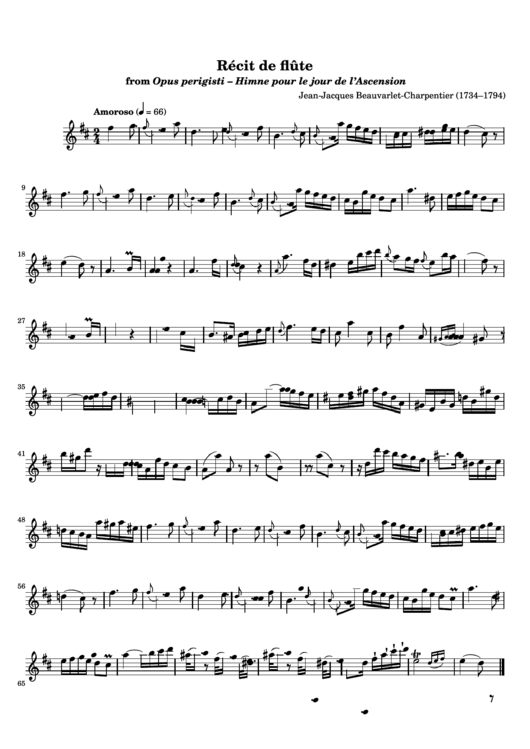 Jean-Jacques Beauvarlet-Charpentier - Recit De Flute Sheet Music Printable pdf