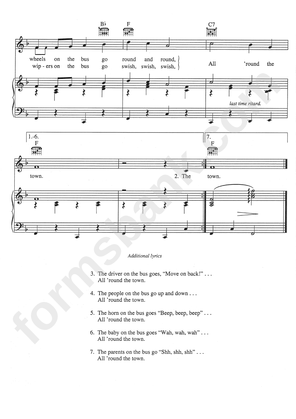 Wheels On The Bus Sheet Music
