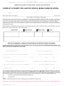 Form 82053 - Power Of Attorney For A Motor Vehicle, Mobile Home Or Vessel