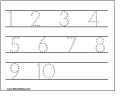 1-10 Number Tracing Sheet