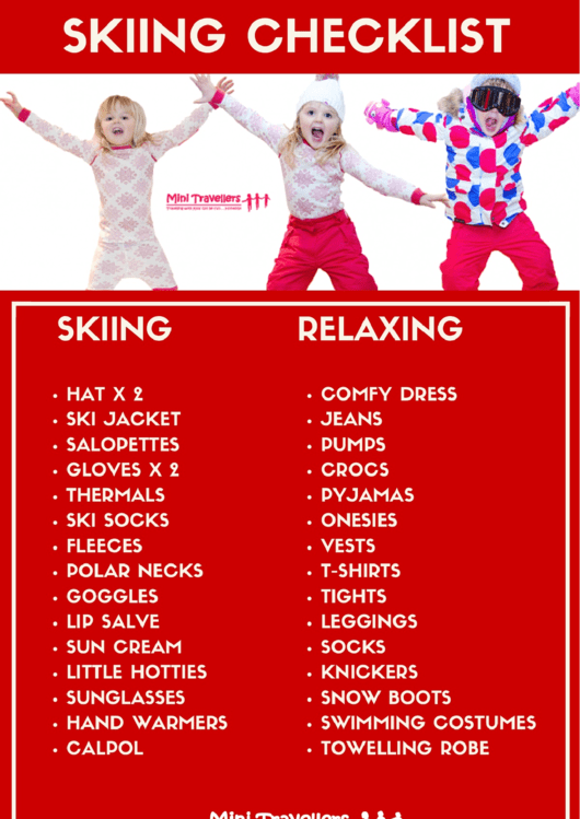 Skiing Vacation Check List Printable pdf