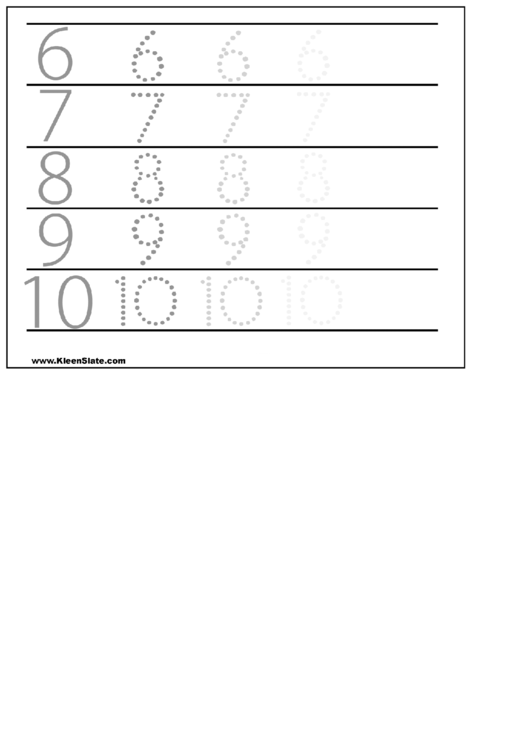 6-10 Writing Numbers Worksheet Template Printable pdf