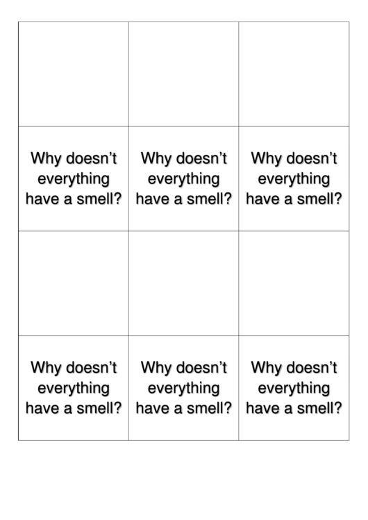 Why Doesnt Everything Have A Smell Biology Flashcards Template Printable pdf