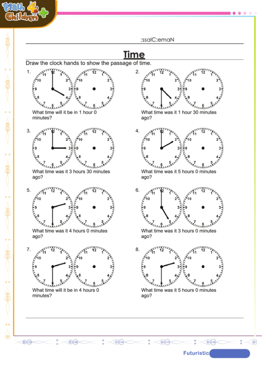 Time After Specific Time Worksheets With Answer Key Printable pdf