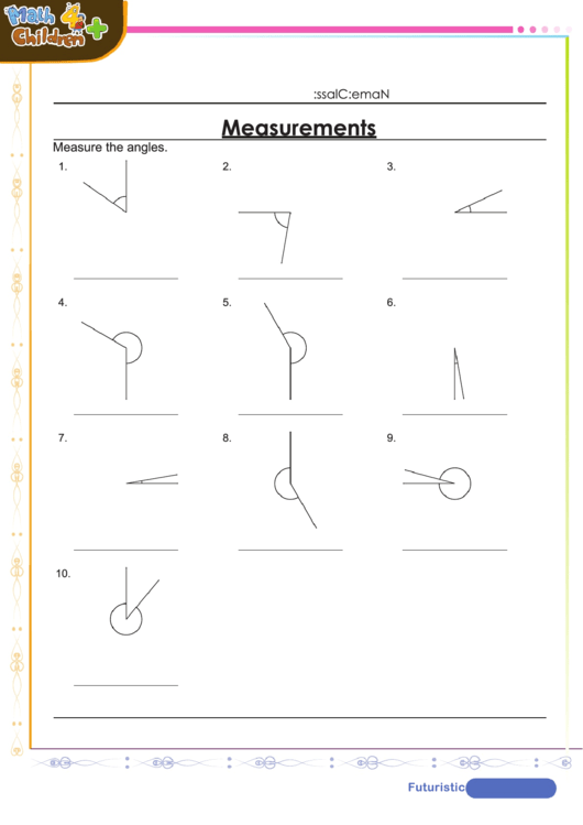 Measure Angles Worksheet With Answer Key Printable pdf