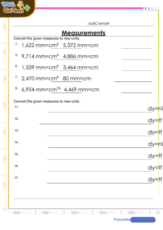 Converting Scales Mm Cm Ft Yd Worksheet With Answer Key Printable pdf