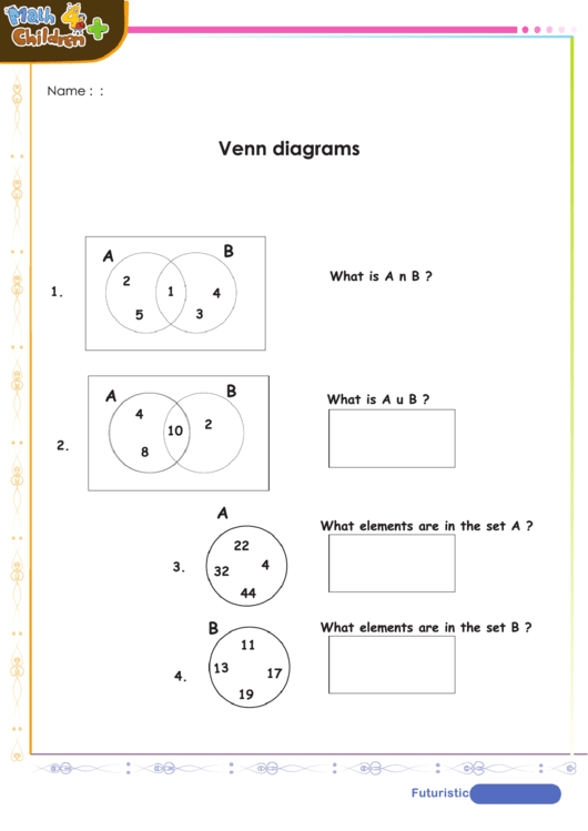 Venn Diagram Worksheet With Answer Key Printable pdf