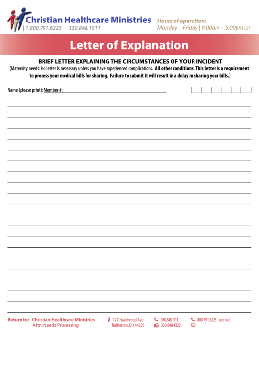 Brief Letter Explaining The Circumstances Of Your Incident Printable pdf
